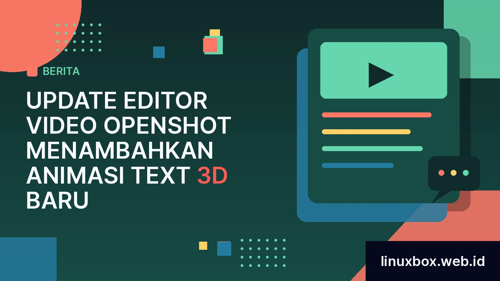 Update Editor Video OpenShot Menambahkan Animasi Text 3D Baru